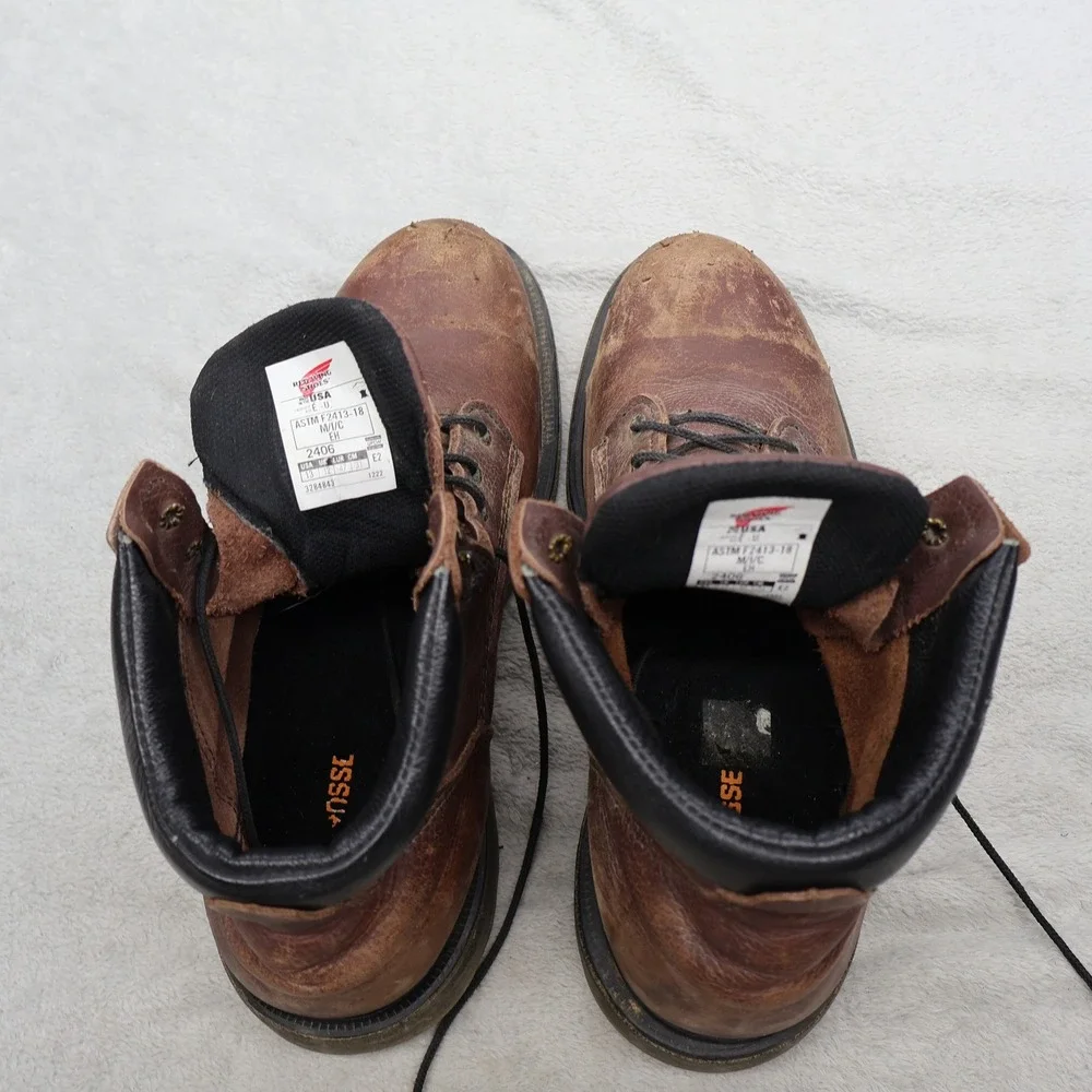Red Wing Mens 13 Work Boots Brown Leather Steel Toe Safety Waterproof USA Made - Picture 7 of 16